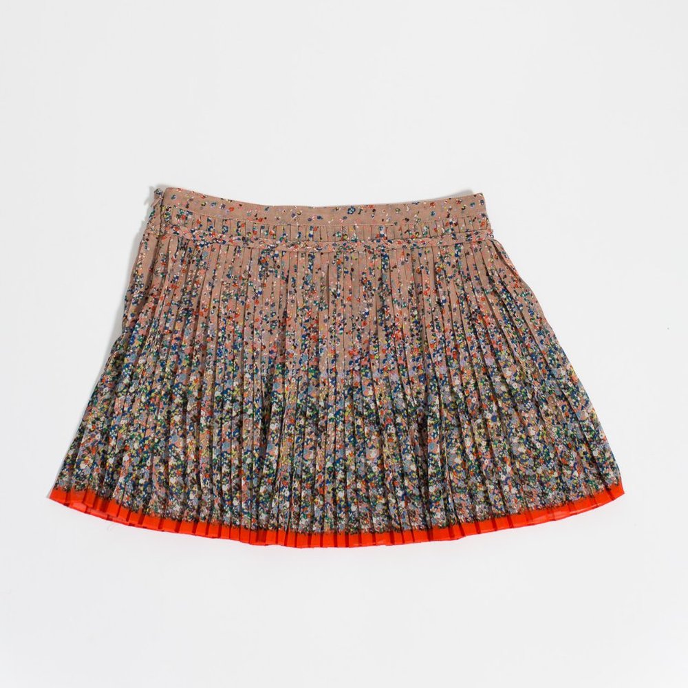 American Eagle Floral Pleated Skirt - Blush and Poppy Red